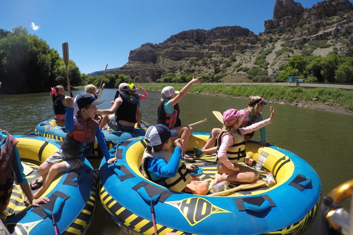 Kids tubing on the Colorado River